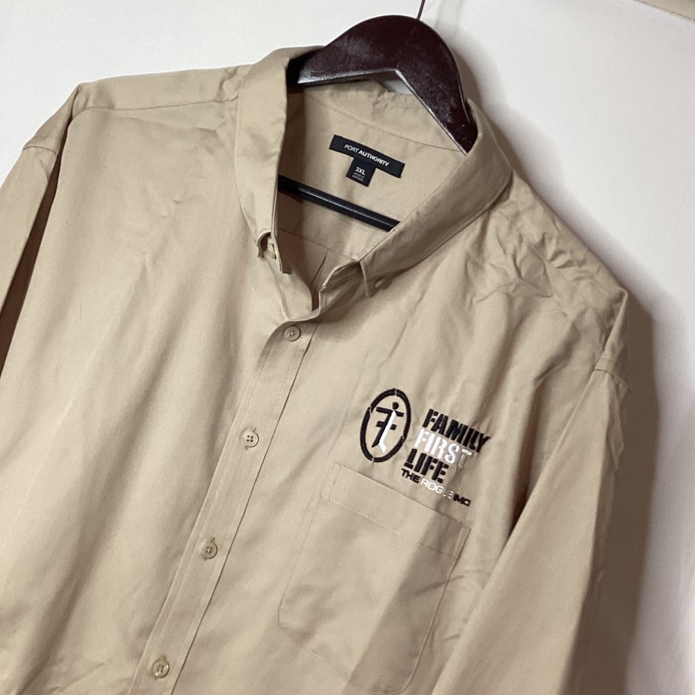 Port Authority Mens 3XL Khaki Long Sleeve Button Down Shirt
